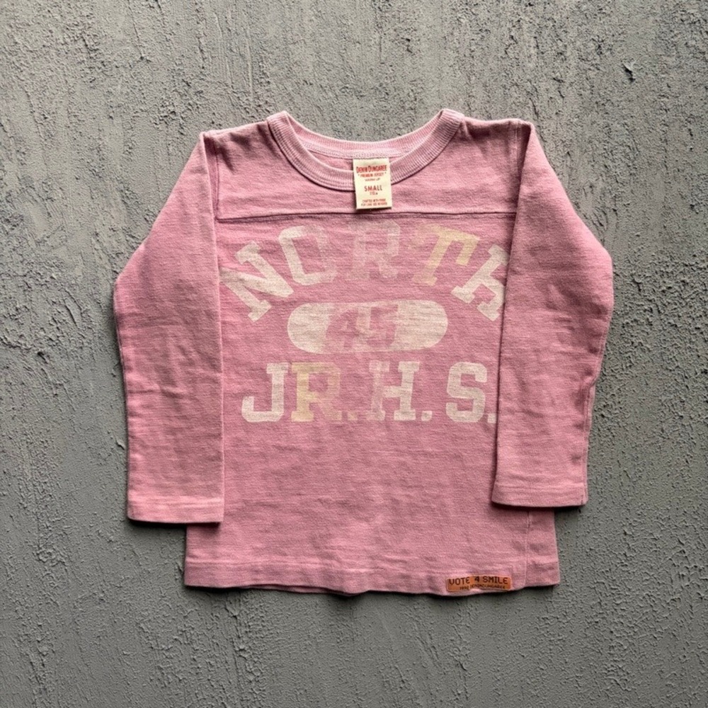 Denim Dungaree Long Sleeve Shirt Small 110CM Pink Japan Baby Tee